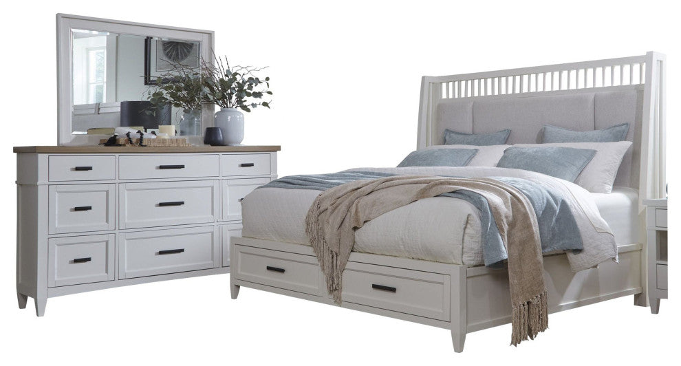Queen Shelter Bed With Dresser and Mirror