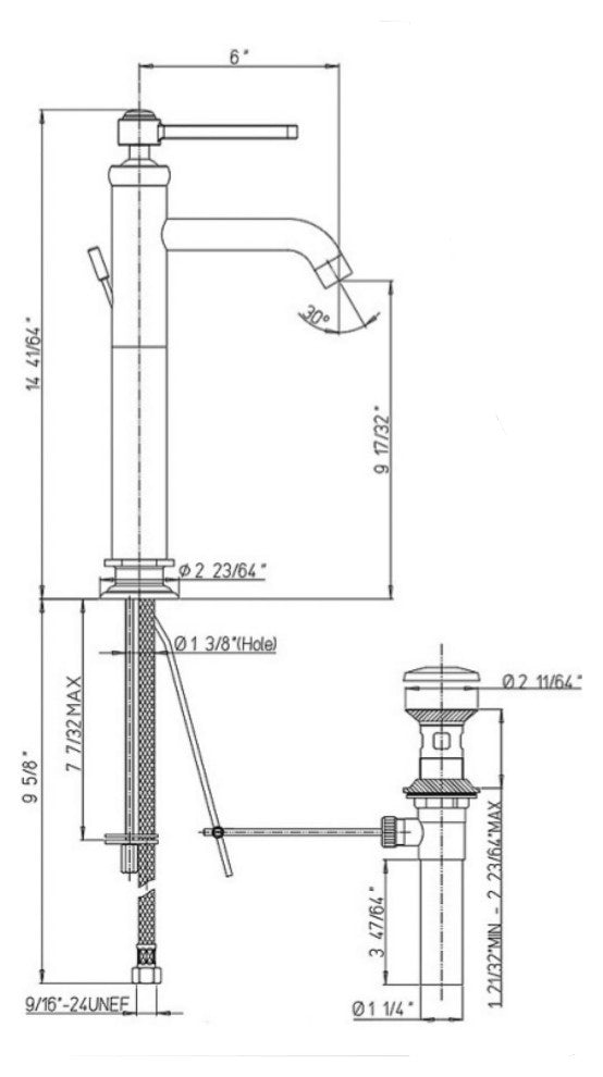 Latoscana 88CR205LL  Firenze Tall Single Handle Lavatory Vessel Filler In Chrom