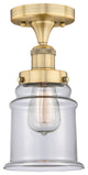 Canton-1 Light 6" Semi-Flush Mount-Brushed Brass, Clear Glass Shade