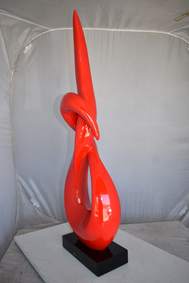 Modern Art Red Eternity Sculpture Made of Resin on A Base Size: 13" x 7" x 42"