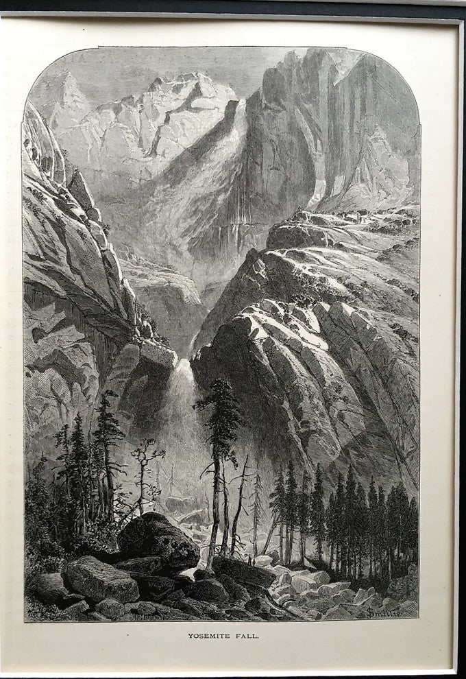 Original Vintage 1872 Yosemite Falls Print Framed