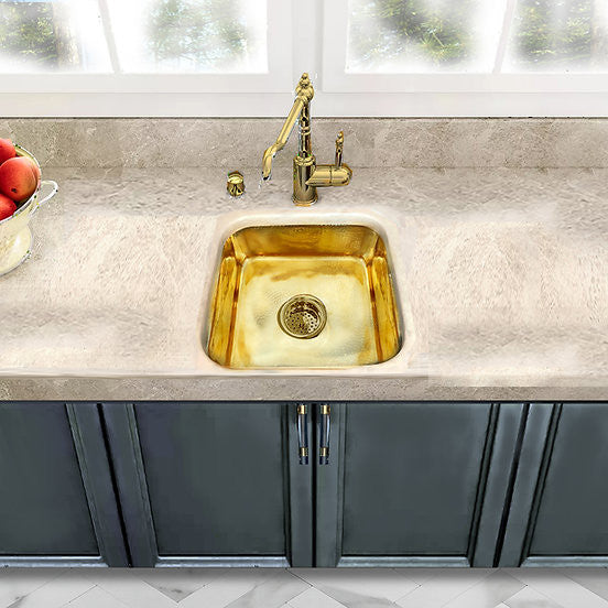 Nantucket Sinks'' SQRB-7SM 16.625 Inch Brass Square Dualmount Bar Sink