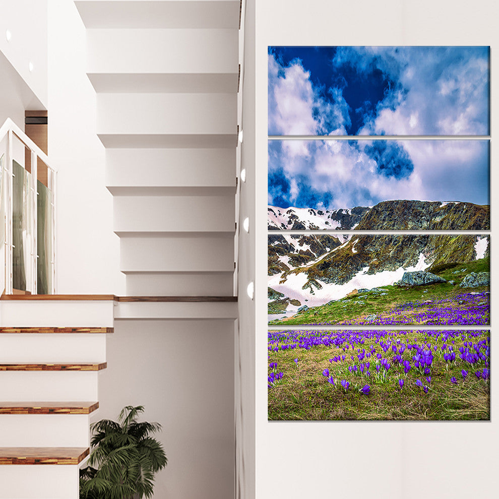 "Spring Blooming Crocus Flowers" Canvas Print, 4 Panels