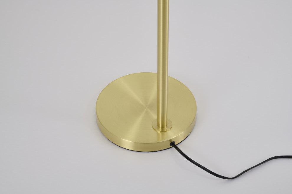 1-Light Satin Brass Metal Floor Lamp With A Metal Shade