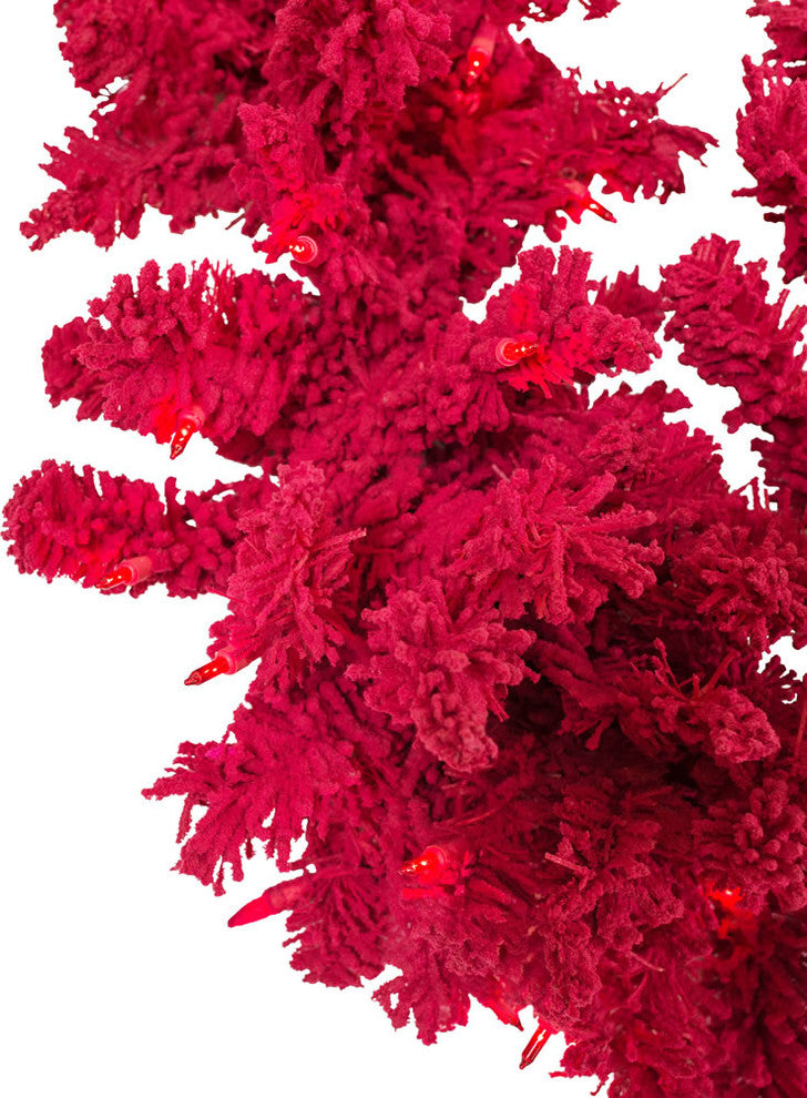 Vickerman K168115Led 9' Flocked Red Artificial Christmas Garland, Red Led Lights