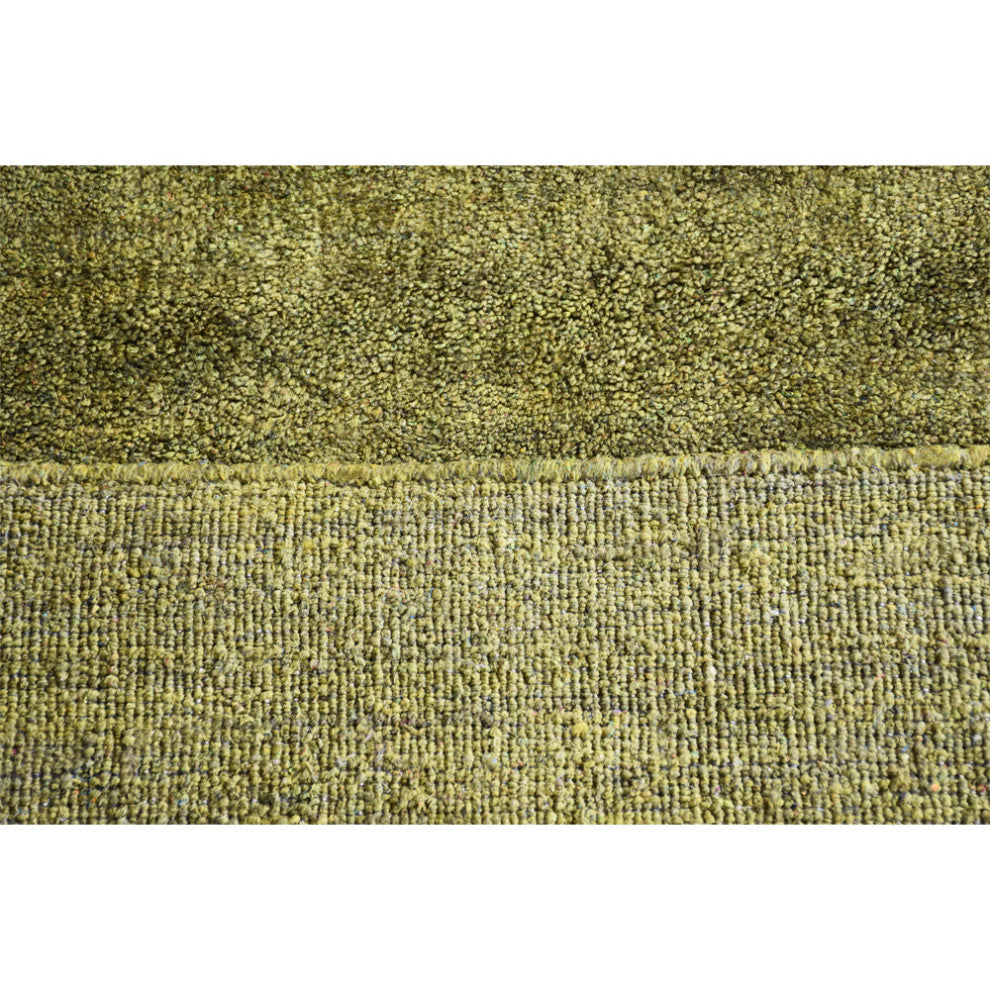 Hand Knotted Loom Silk Mix Area Rugs Contemporary Light Green