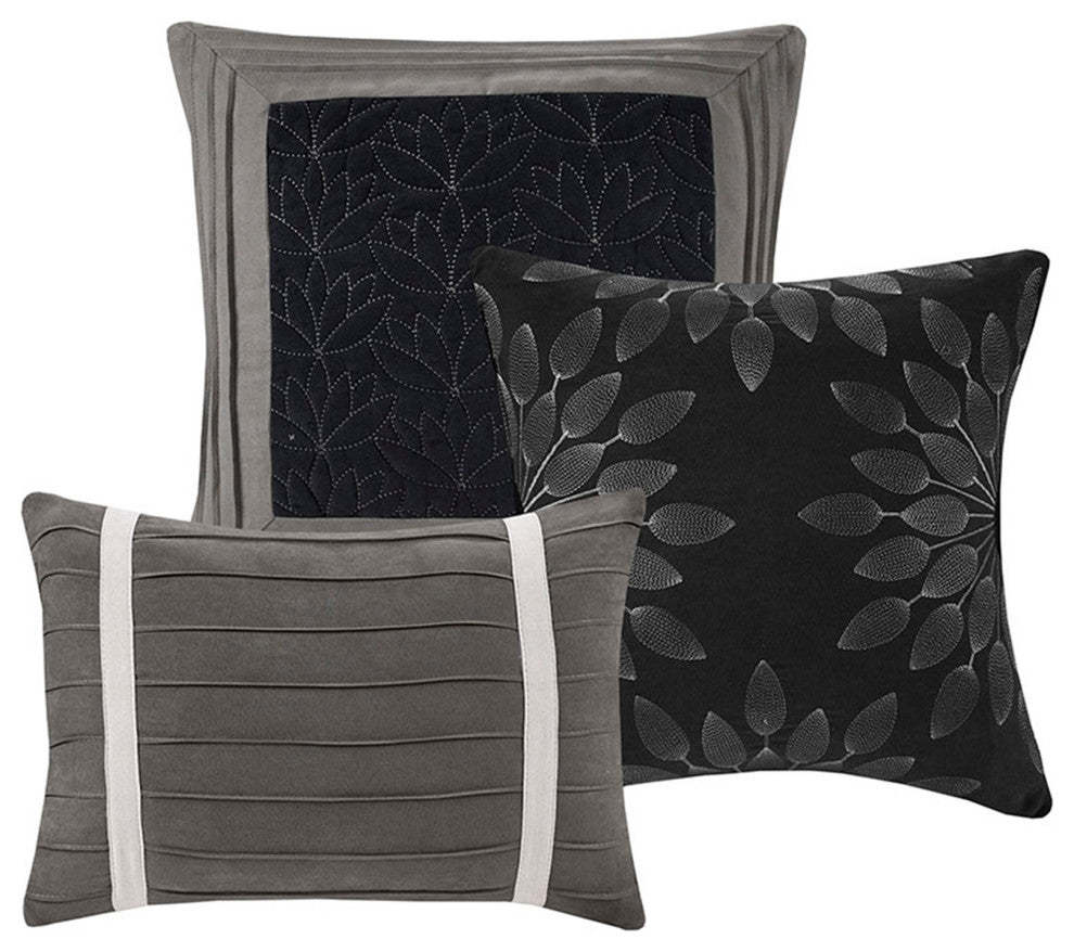 Madison Park Palmer Vera Microsuede 7-Piece Comforter Set, Black