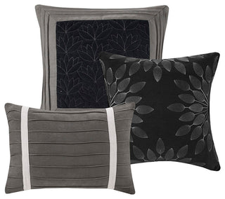 Madison Park Palmer Vera Microsuede 7-Piece Comforter Set, Black