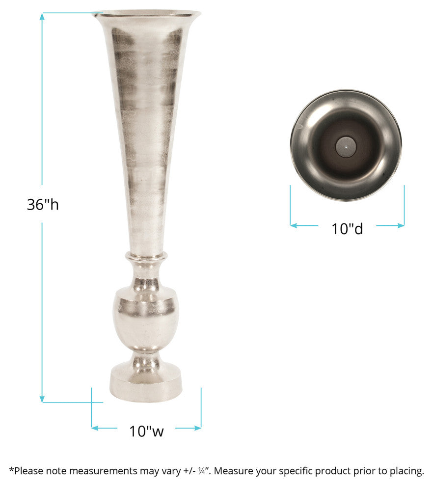 Howard Elliott Oversized Flared Silver Aluminum Vase, Large