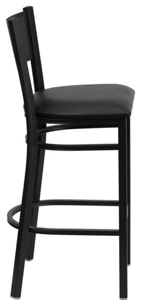 Flash Furniture Hercules Series 30" Grid Back Metal Bar in Black