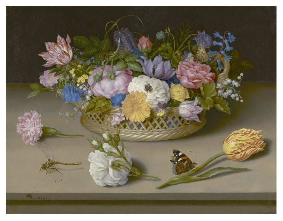 "Flower Still Life" Digital Paper Print by Ambrosius Bosschaert, 50"x38"