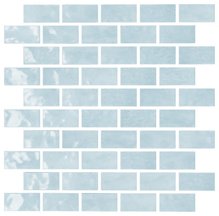 CastelloUSA Anacleto Ceramic Pressed 1"x2" Mosaic Tile, Light Blue