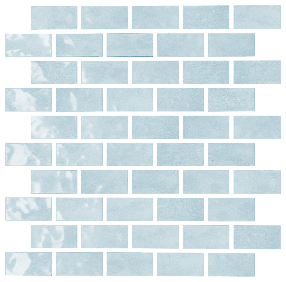 CastelloUSA Anacleto Ceramic Pressed 1"x2" Mosaic Tile, Light Blue