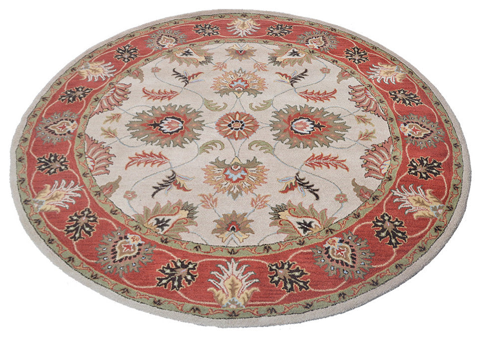 HAND TUFTED WOOL ECO-FRIENDLY AREA RUGS - Beige&Red Color, Oriental Design