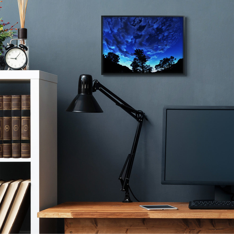 Blue Sky Silhouette Landscape Photograph, 16"x20", Black Frame