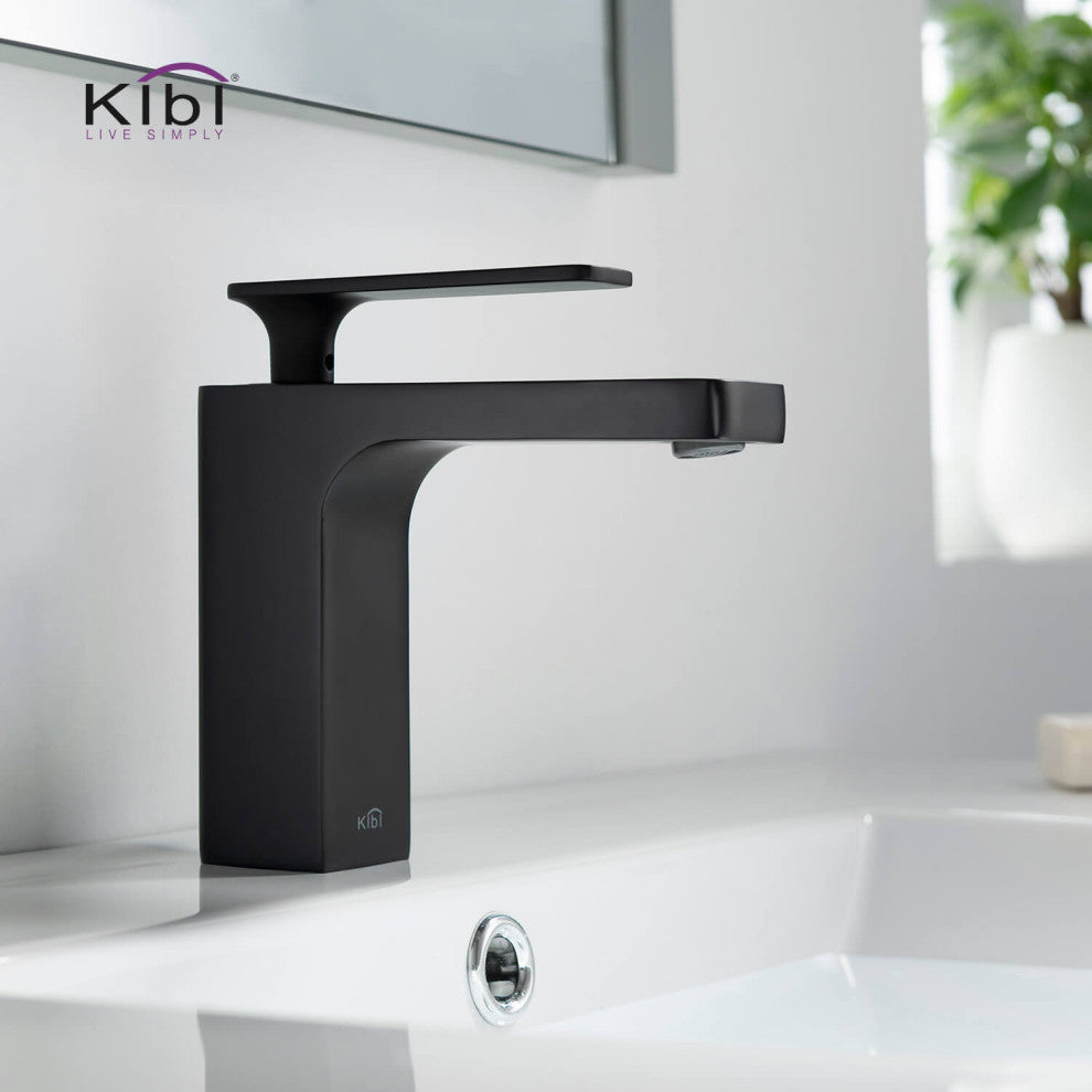 Infinity Single Handle Bathroom Faucet KBF1006, Matte Black, W/ Drain