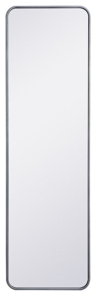 Ellis Soft Corner Metal Rectangular Mirror, Silver, 18"x60"