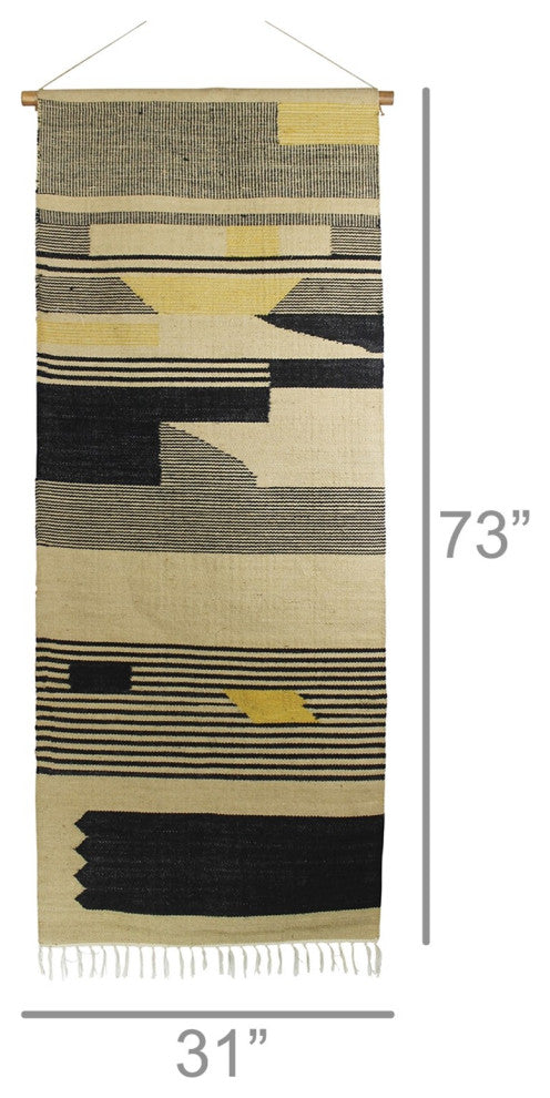 Black and Beige Angular Patterns Wall Hanging