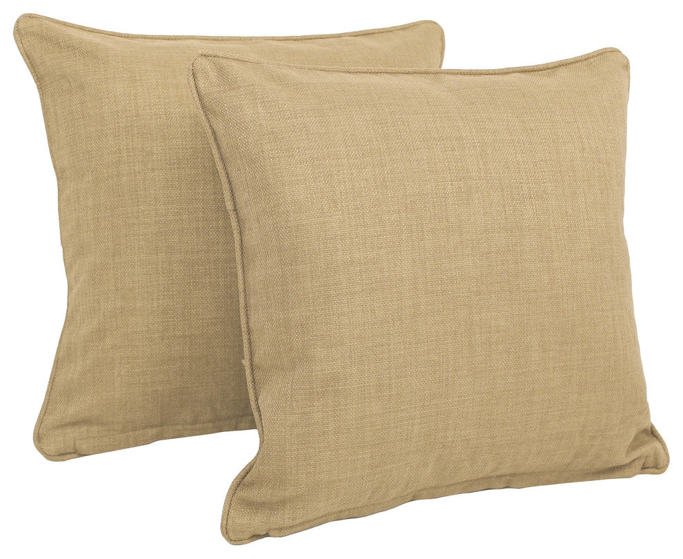 18" Outdoor Spun Polyester Square Throw Pillows, Set of 2, Sandstone