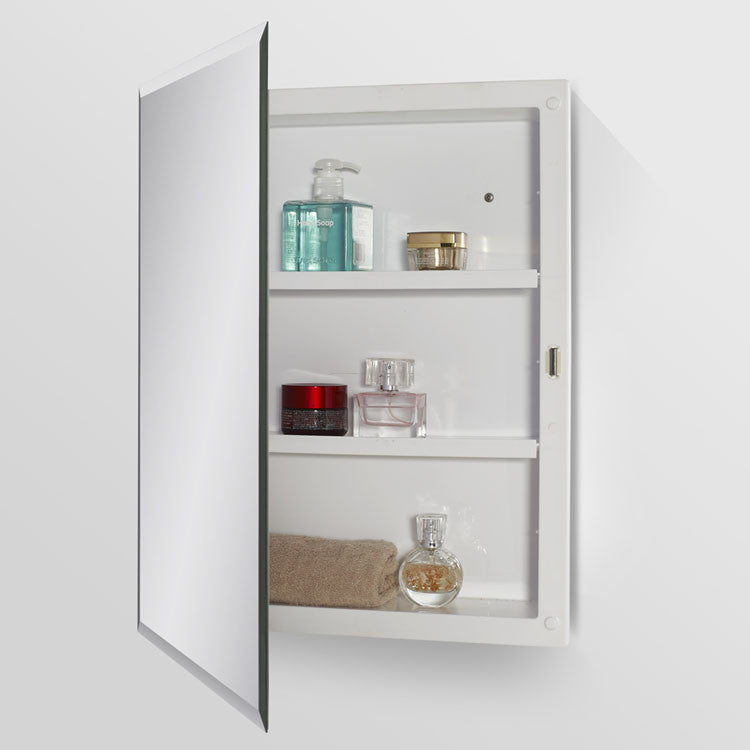 Recessed Polystyrene Beveled Edge Mirror Medicine Cabinet 16"x20"