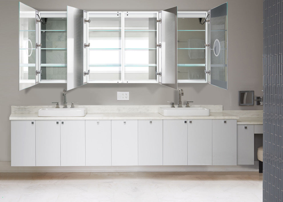 84x36 LLRR, Recessed Or Surface Mount Medicine Cabinet 12 Shelves, LED