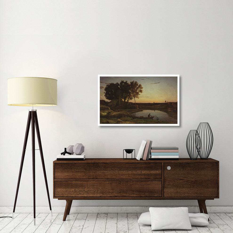 "Landscape with Lake and Boatman" Print by Jean-Baptiste-Camille Corot, 42"x26"