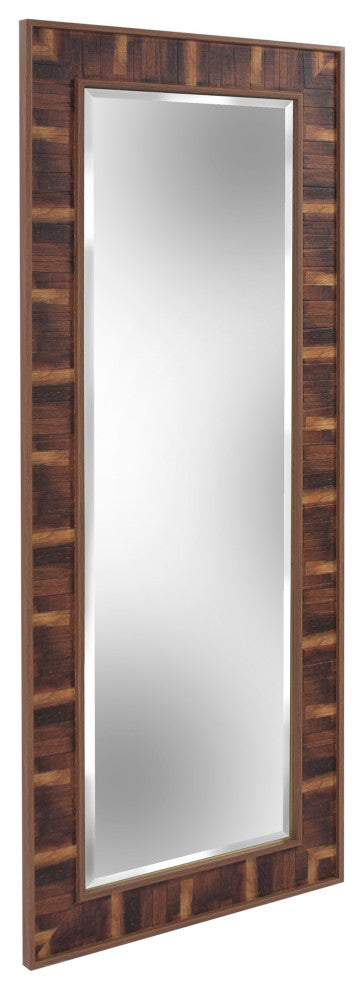 Rich Rustic Brown Faux Wood Full Body Wall Mirror