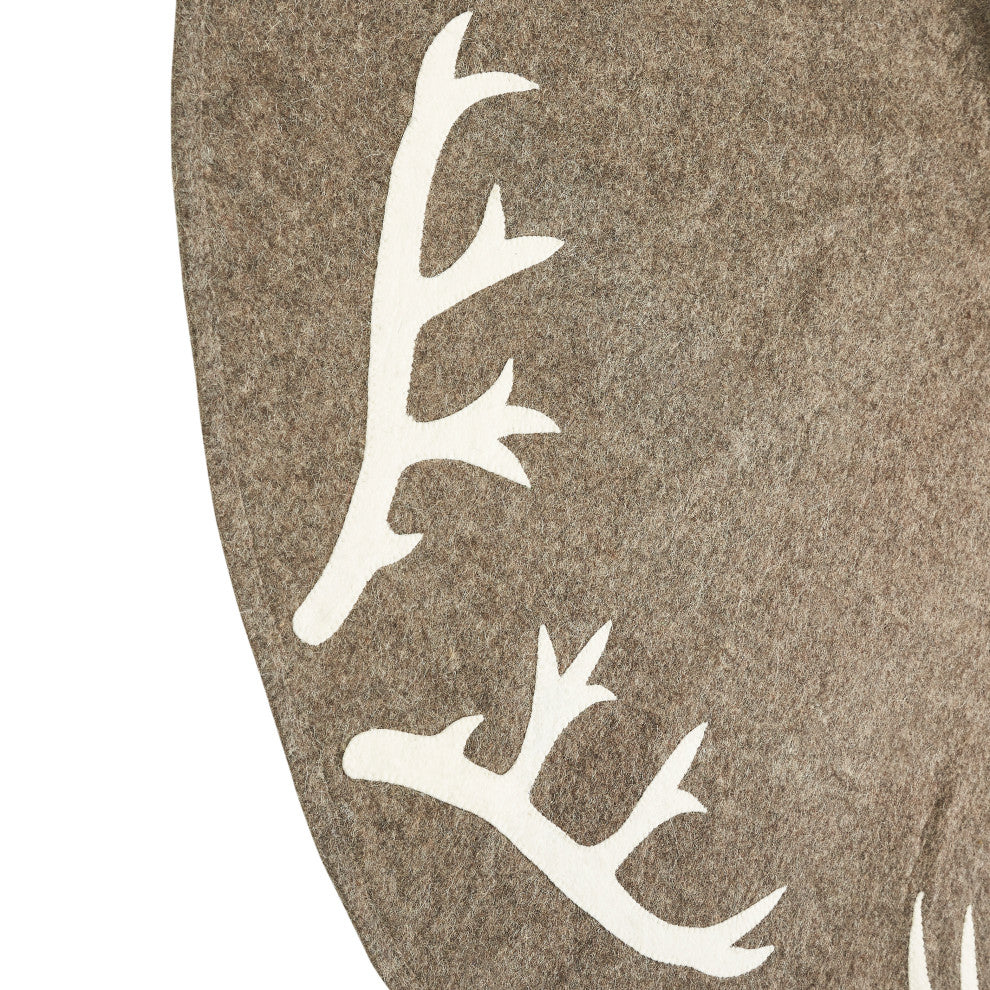 Handmade Felt Christmas Tree Skirt -Antlers on Gray, 60"