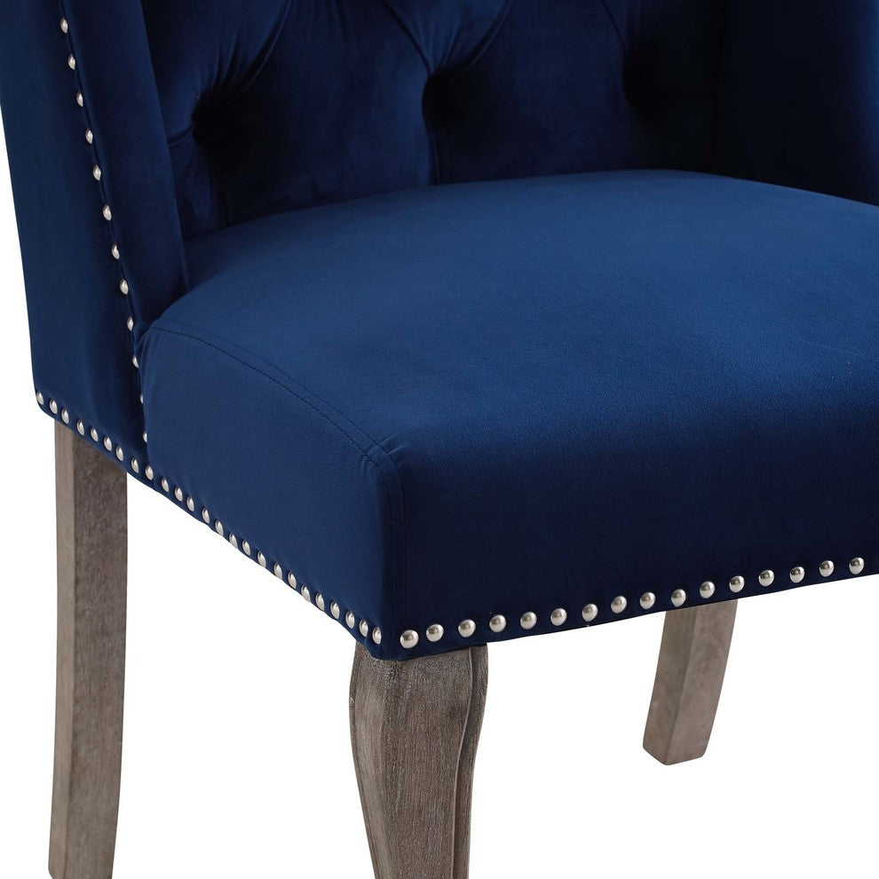 Navy Apprise French Vintage Dining Performance Velvet Side Chair