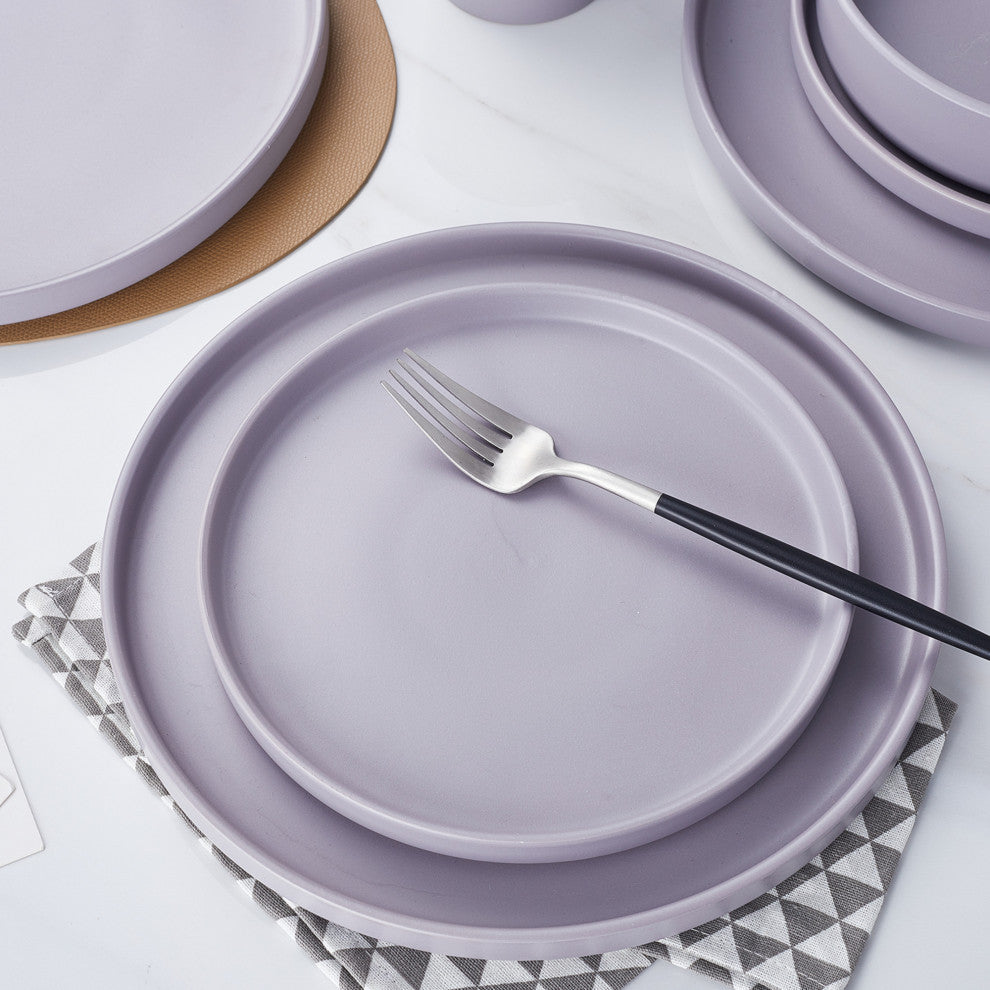 Stone Lain Cleo Stoneware 32 Piece Dinnerware Set, Light Gray