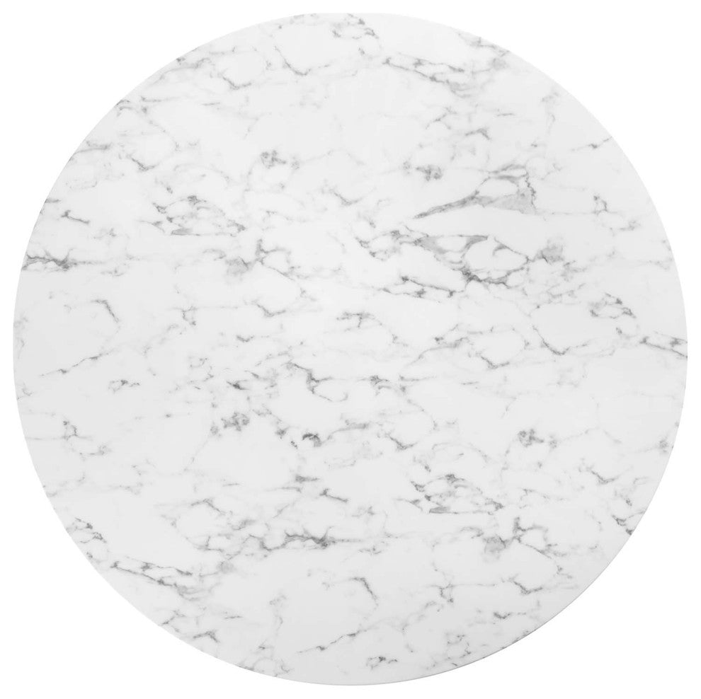 Modway Lippa 60" Round Artificial Marble Dining Table, White