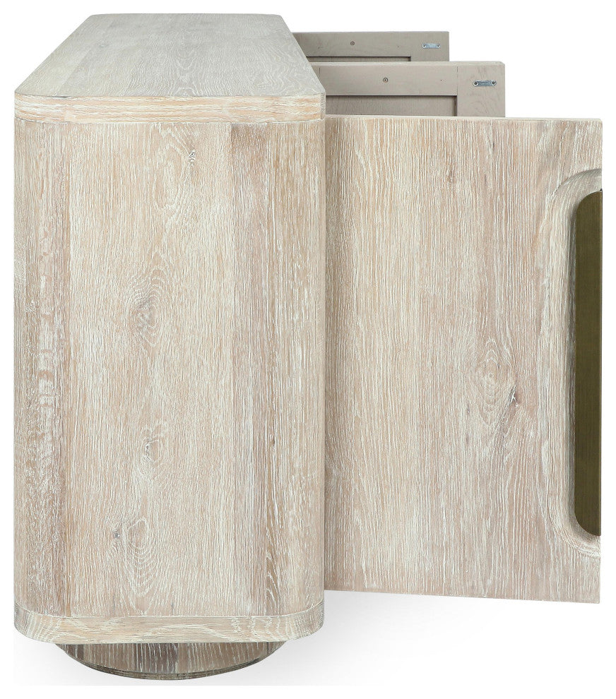 Tiber 74" Oak Veneer Buffet Sideboard, Whitewashed