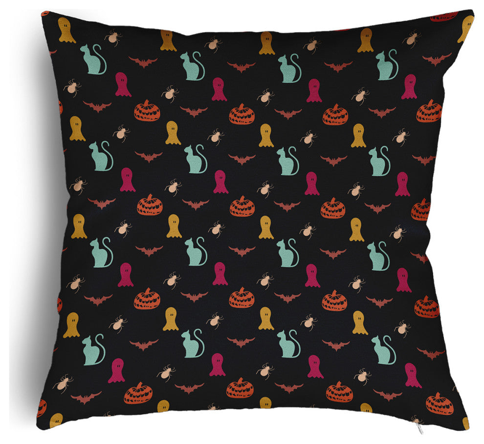 Halloween Critters Accent Pillow With Removable Insert, Black, 16"x16"