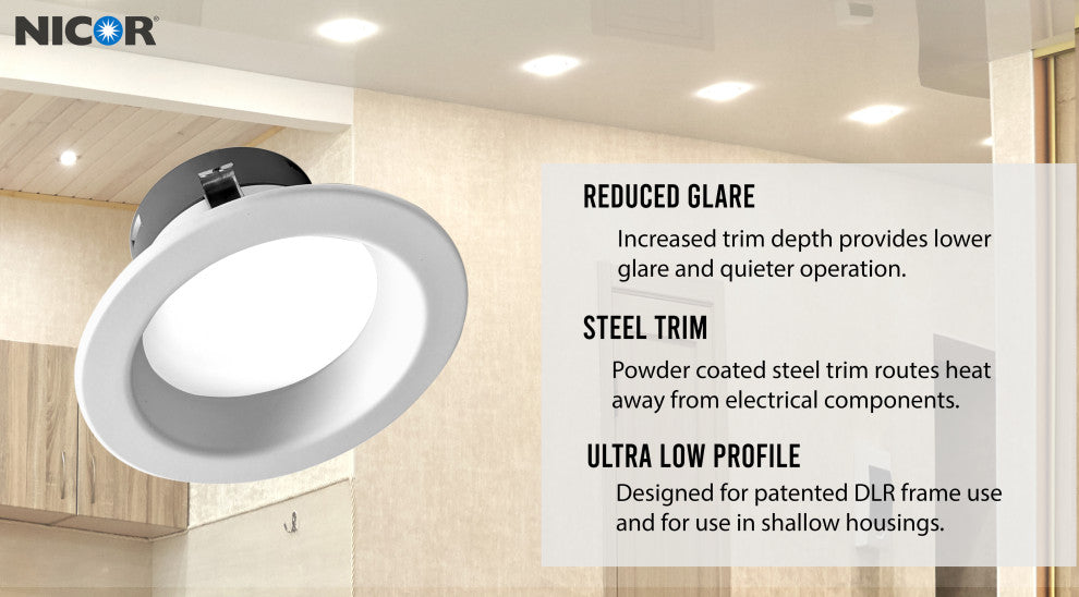 DLR(v6) Recessed LED Downlight, White, 3000k, 12 Pack