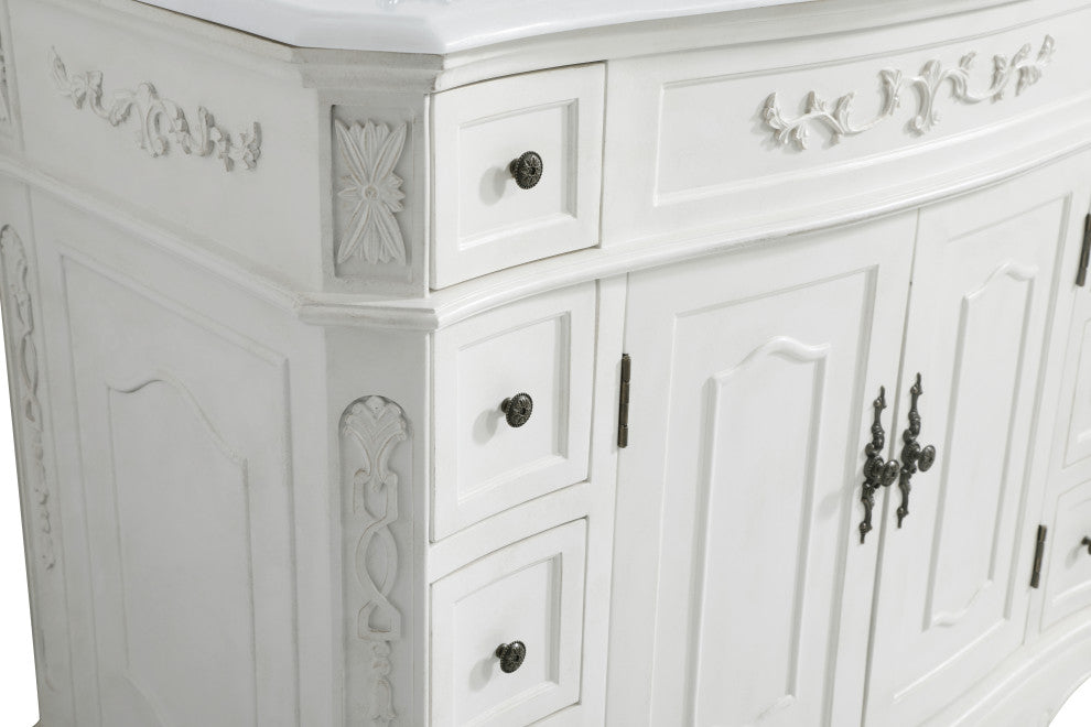 Bathroom Vanity, Antique White, 42", Single Sink