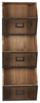 Burdock Wood Wall Vertical Storage Pockets, Rustic Brown