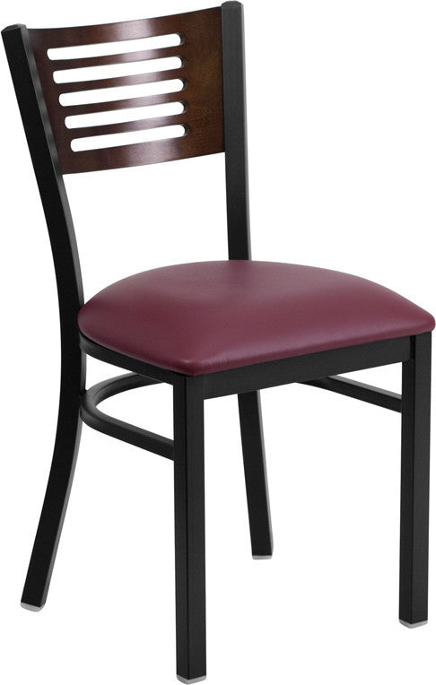 Metal Restaurant Chair, Burgundy