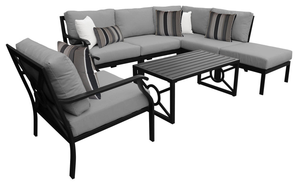 kathy ireland Madison Ave. 7 Piece Aluminum Patio Furniture Set 07f, Slate