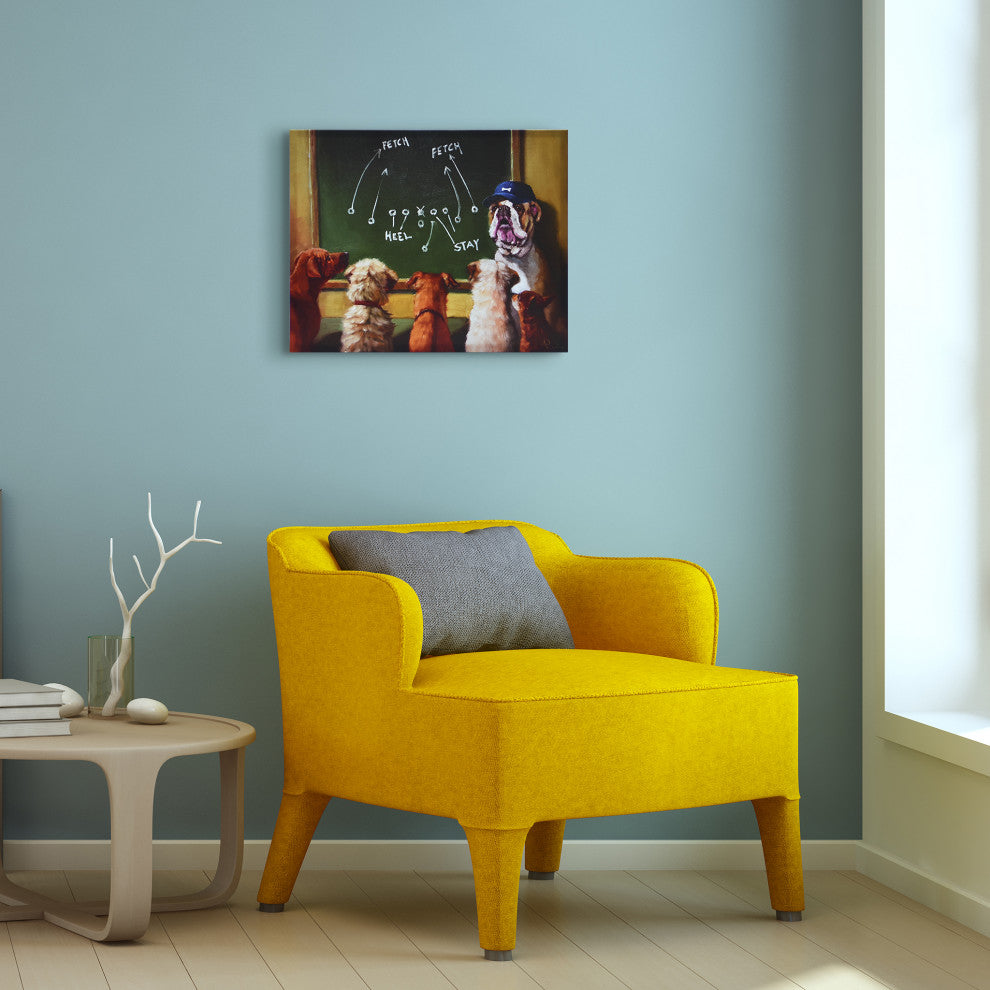 "Game Plan" Dog Wall Art, Graphic Art Print on Wrapped Canvas