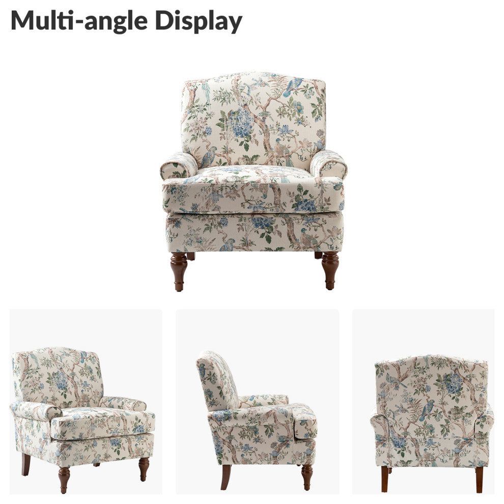 Trasitional Armchair with Solid Wood Legs Set of 2, Bird
