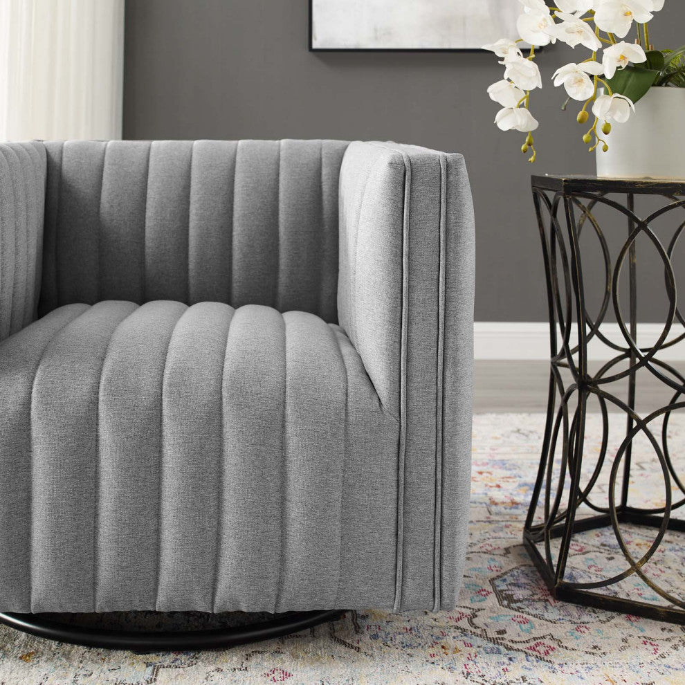 Tufted Armchair Accent Chair, Fabric, Gray, Modern, Lounge Hospitality
