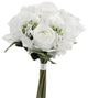 9 Stems Artificial Rose and Hydrangea Mixed Bouquet, White