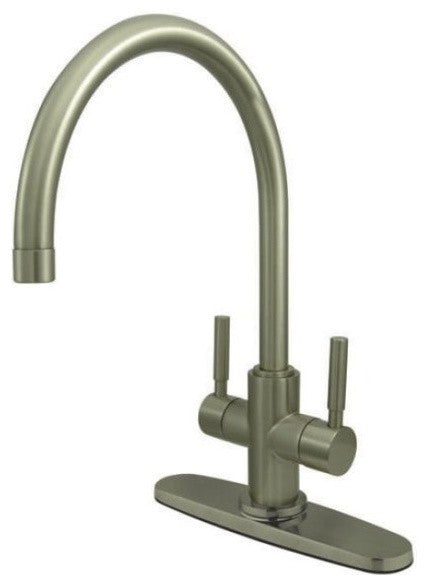 Kingston Brass Concord Satin Nickel Double Handle Kitchen Faucet KS8778DLLS