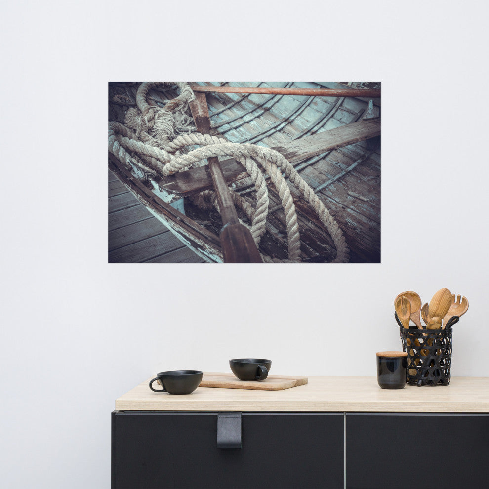 Vintage Boat Oars and Ropes Nautical Photo Loose Wall Art Prints, 24" X 36"