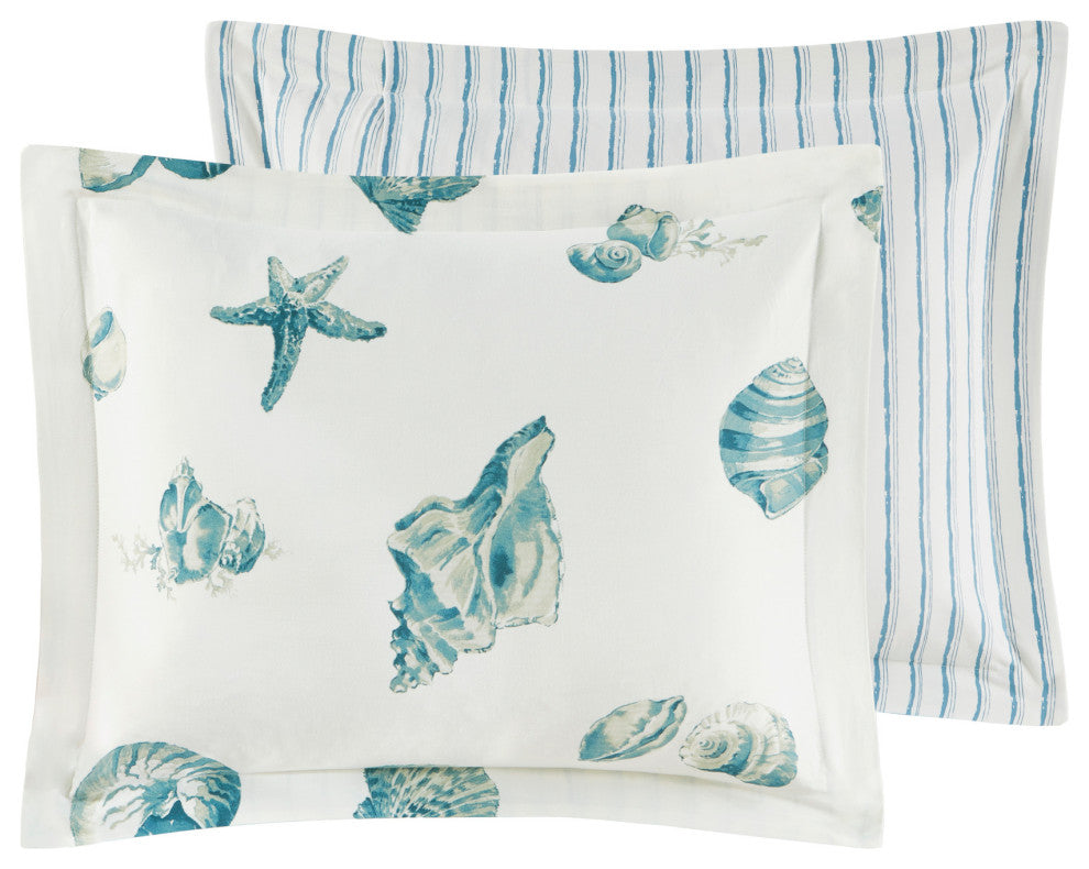 Harbor House Coastal Beach House Blue Seashells Comforter Set