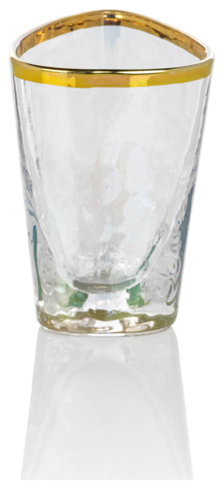 Kampari Triangular Shot Glasses with Gold Rim, Set of 6