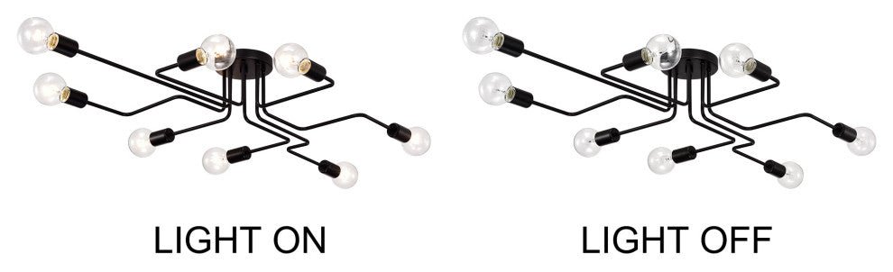 Liz 8-Light Black Sputnik Linear Flush Mount