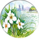 Blooming Flowers On Summer River, Landscape Disc Metal Artwork, 11"