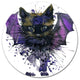 Black Cat With Blue Wings, Animal Disc Metal Wall Art, 36"