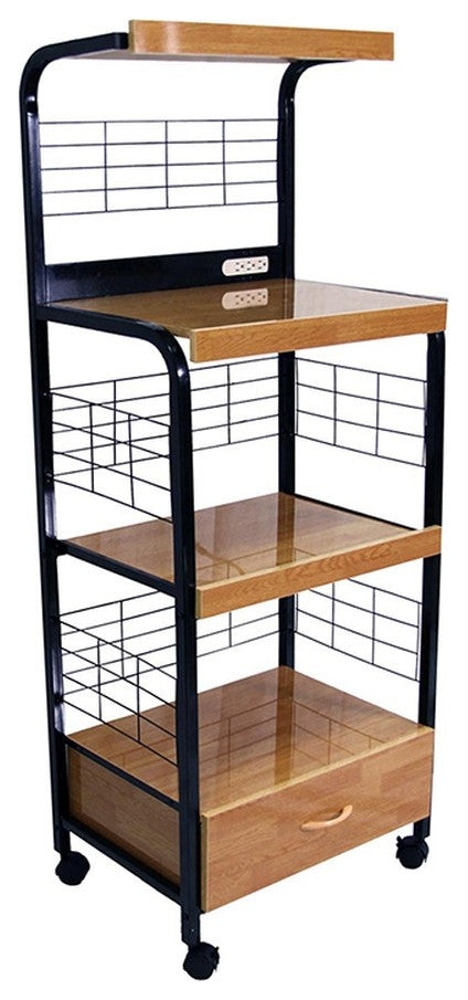 Mod Black and Natural Microwave Kitchen Cart